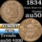 1834 Classic Head half cent 1/2c Grades AU, Almost Unc (fc)