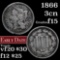 1866 Three Cent Copper Nickel 3cn Grades f+