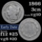 1866 Three Cent Copper Nickel 3cn Grades vg+