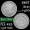1867 Three Cent Copper Nickel 3cn Grades vg+