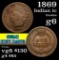 1869 Indian Cent 1c Grades g+