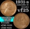 1931-s Lincoln Cent 1c Grades vf+