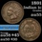 1891 Indian Cent 1c Grades Choice AU