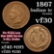 1867 Indian Cent 1c Grades vf++
