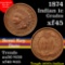 1874 Indian Cent 1c Grades xf+