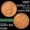 1907 Indian Cent 1c Grades Choice Unc RB