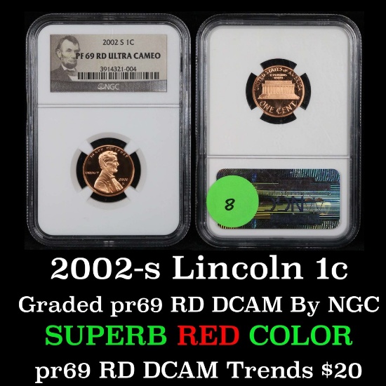NGC 2002-s Lincoln Cent 1c Graded pr69 DCAM by NGC