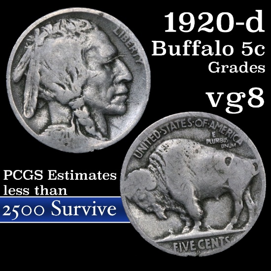 1920-d Buffalo Nickel 5c Grades vg, very good