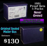 Original Sealed mailer box 1981 proof sets, 5 packs never opened