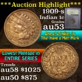 ***Auction Highlight*** 1909-s Indian Cent 1c Graded Select AU by USCG (fc)