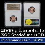 NGC 2009-p Professional Life Lincoln Cent 1c Graded ms66 RD by NGC