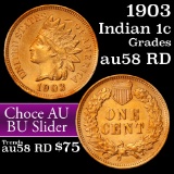 1903 Indian Cent 1c Grades Choice AU/BU Slider Red