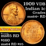 1909 VDB Lincoln Cent 1c Grades Choice+ Unc RD
