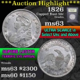 ***Auction Highlight*** 1826 Capped Bust Half Dollar 50c Graded Select Unc by USCG (fc)