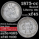 1875-cc Seated Liberty Dime 10c Grades xf+