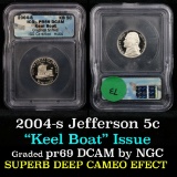 2004-s Keel Boat Jefferson Nickel 5c Graded pr69 dcam By ICG