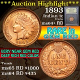 ***Auction Highlight*** 1893 Indian Cent 1c Graded Choice+ Unc RD by USCG (fc)