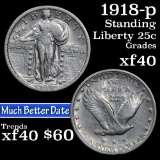 1918-p Standing Liberty Quarter 25c Grades xf