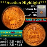 ***Auction Highlight*** 1901 Indian Cent 1c Graded Gem+ Unc RD by USCG (fc)