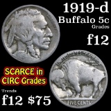 1919-d Buffalo Nickel 5c Grades f, fine