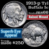 1913-p TY I Buffalo Nickel 5c Grades GEM+ Unc (fc)