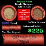 Indian Head Penny 1c Shotgun Roll, 1863 on one end, reverse on the other (fc)