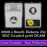 NGC 2006-s South Dakota Washington Quarter 25c Graded pr69 DCAM by NGC