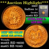 ***Auction Highlight*** 1907 Indian Cent 1c Graded GEM Unc RD by USCG (fc)