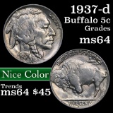 1937-d Buffalo Nickel 5c Grades Choice Unc