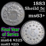1883 Shield Nickel 5c Grades Select+ Unc (fc)