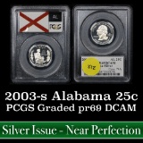 PCGS 2003-s Alabama Silver Washington Quarter 25c Graded pr69 DCAM by PCGS