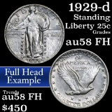 1929-d Standing Liberty Quarter 25c Grades Choice AU/BU Slider FH (fc)