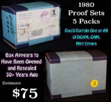 Original mailer box 1980 proof sets, 5 packs