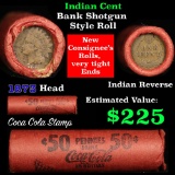 Indian Head Penny 1c Shotgun Roll, 1873 on one end, reverse on the other (fc)