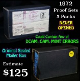 Original Sealed mailer box 1972 proof sets, 5 packs never opened