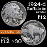 1924-d Buffalo Nickel 5c Grades f, fine