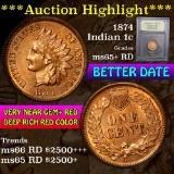 ***Auction Highlight*** 1874 Indian Cent 1c Graded Gem+ Unc RD by USCG (fc)