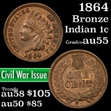 1864 Bronze Indian Cent 1c Grades Choice AU