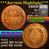 ***Auction Highlight*** 1868 Two Cent Piece 2c Graded Select+ proof RD by USCG (fc)