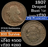 1807 Draped Bust Half Cent 1/2c Grades vf++ (fc)