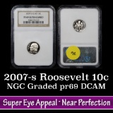 NGC 2007-s Roosevelt Dime 10c Graded pr69 DCAM by NGC