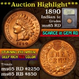 ***Auction Highlight*** 1890 Indian Cent 1c Graded GEM Unc RD by USCG (fc)