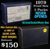 Original Sealed mailer box 1979 proof sets, 5 packs never opened