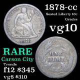 1878-cc Seated Liberty Dime 10c Grades vg+ (fc)