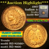 ***Auction Highlight*** 1907 Indian Cent 1c Graded GEM+ Unc RD by USCG (fc)