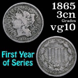 1865 Three Cent Copper Nickel 3cn Grades vg+