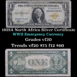 1935A North Africa $1 Silver Certificate WWII Emergency Currency Grades f+