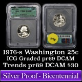 1976-s Silver Washington Quarter 25c Graded pr69 DCAM by ICG
