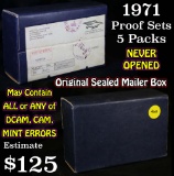 Original Sealed mailer box 1971 proof sets, 5 packs never opened