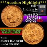1907 Indian Cent 1c Graded Choice Unc RD by USCG (fc)